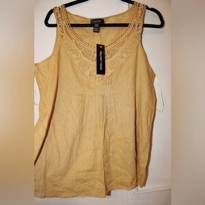Spense Tan Sleeveless Bib Collar Tank Top